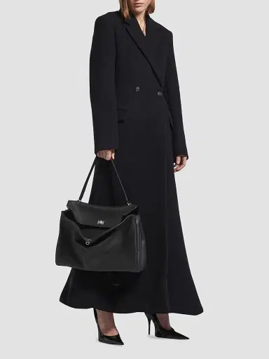 Balenciaga Women's Godet Maxi Coat - Black | Thumbnail 2