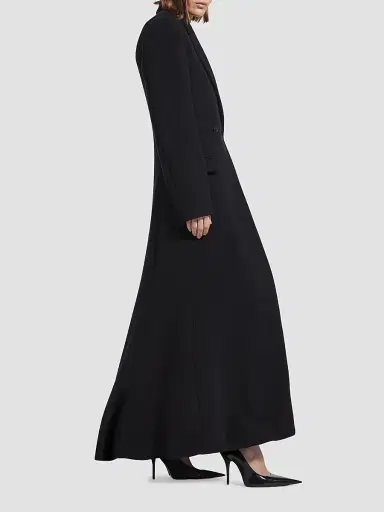 Balenciaga Women's Godet Maxi Coat - Black | Thumbnail 4