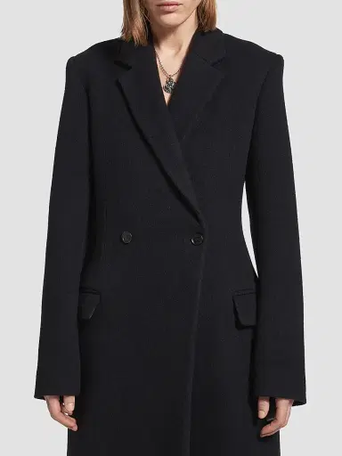 Balenciaga Women's Godet Maxi Coat - Black | Thumbnail 5