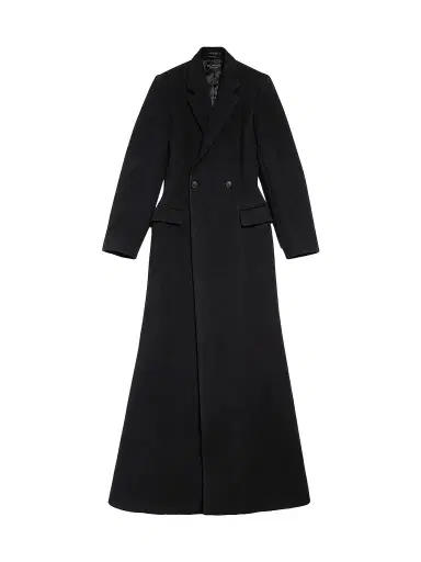 Balenciaga Women's Godet Maxi Coat - Black | Thumbnail 1