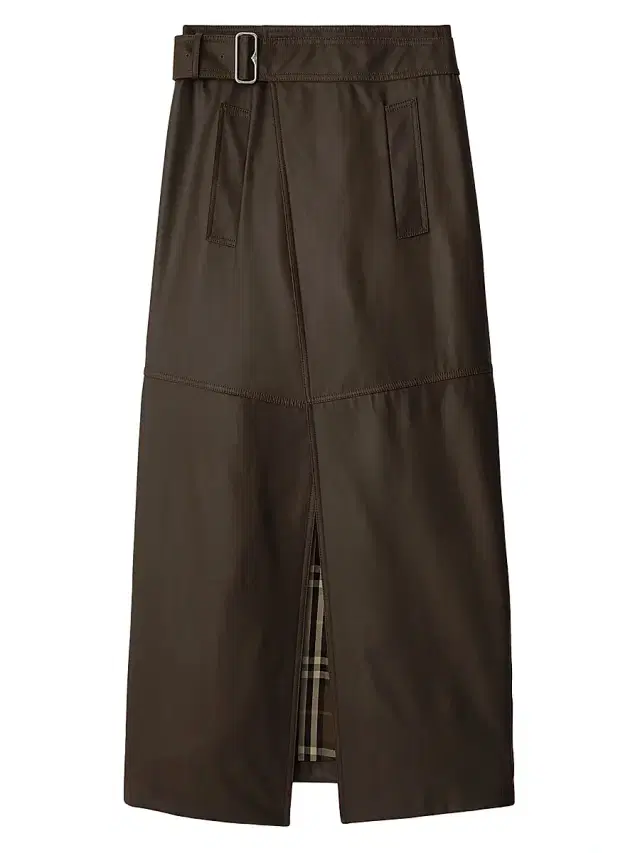 Burberry Women's Buckled Wool-Blend Twill Maxi Skirt - Bramble