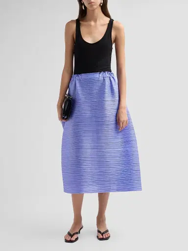 Pleats Please Issey Miyake Women's Bouncy Basket Plisse Midi Skirt - Steel Blue | Thumbnail 2 Pleats Please Issey Miyake Women's Bouncy Basket Plisse Midi Skirt - Steel Blue | Thumbnail 2