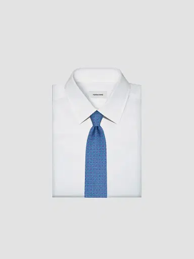 FERRAGAMO Men's Gancini Heart Silk Tie - Azzurro | Thumbnail 3 FERRAGAMO Men's Gancini Heart Silk Tie - Azzurro | Thumbnail 3