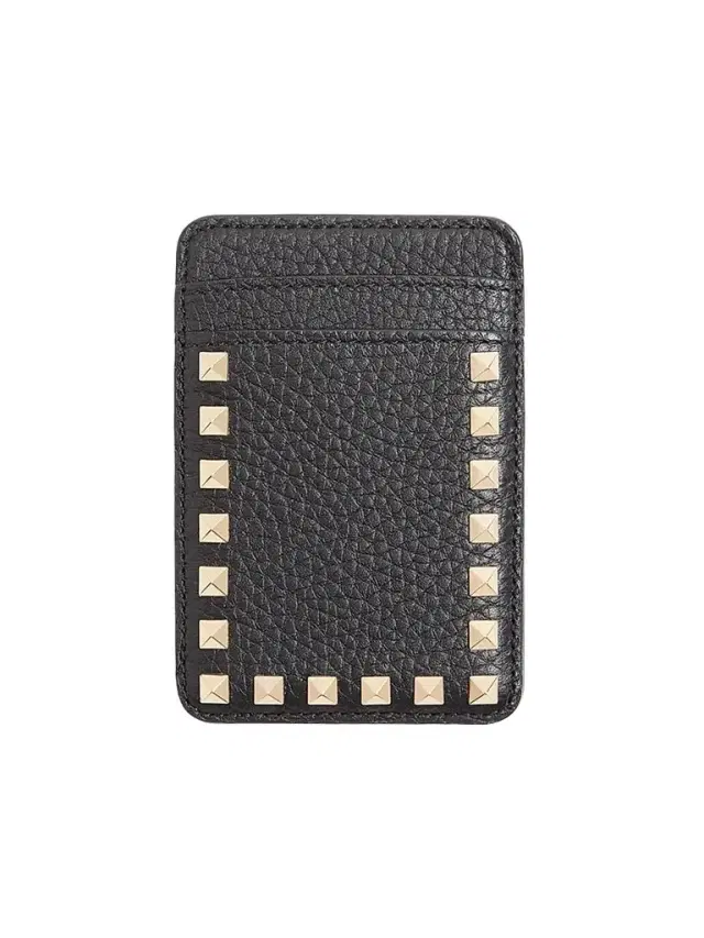 Valentino Garavani Women's Rockstud Magnetic Cardholder in Grainy Calfskin - Black