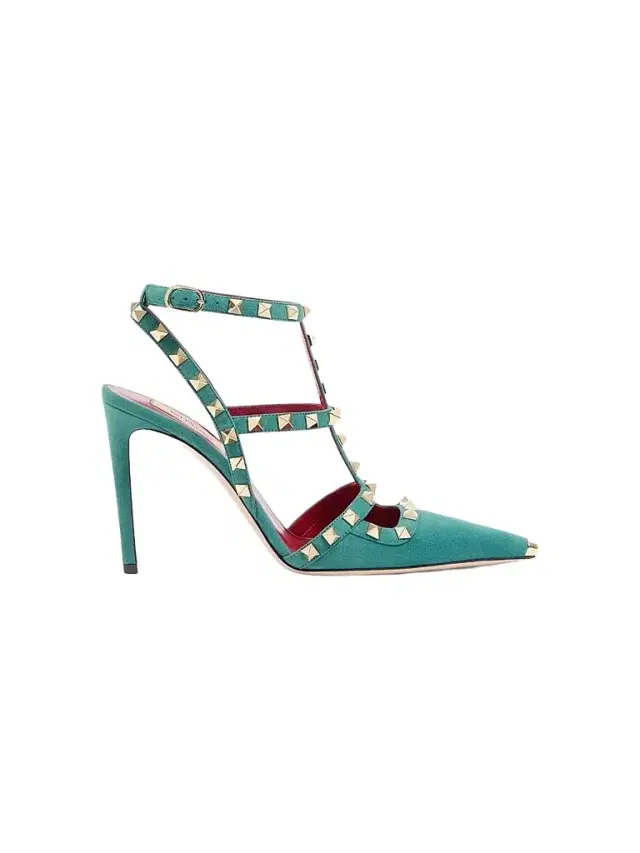 Valentino Garavani Women's Rockstud Suede 100MM Pumps - Aquamarine