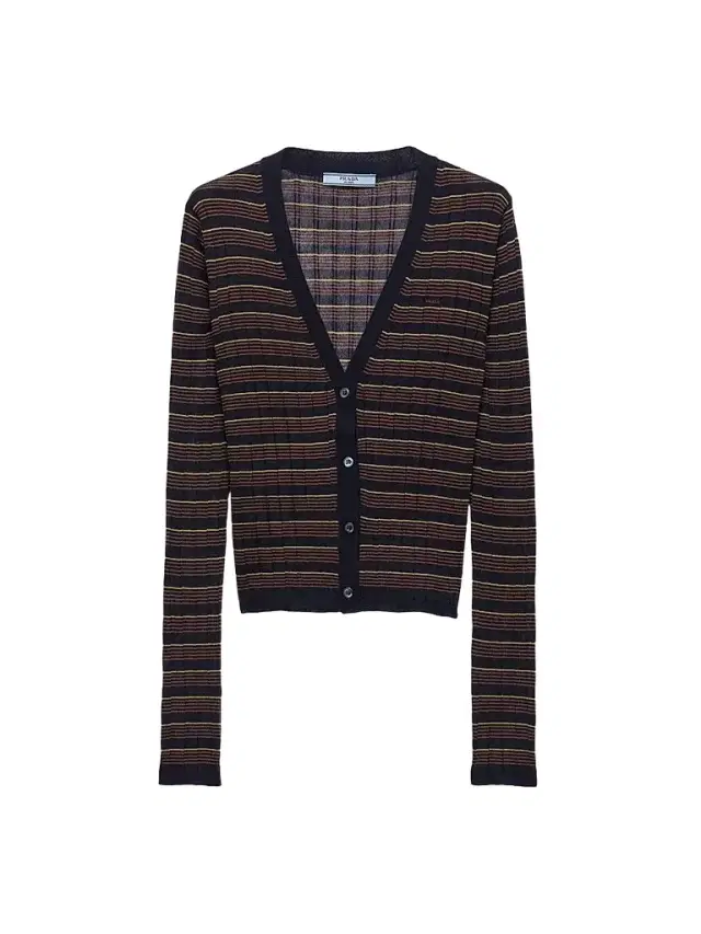 Prada Women's Striped Cashmere and Silk Cardigan - Blue