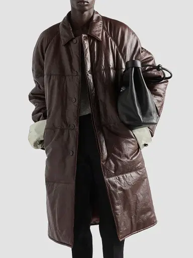 Prada Men's Padded Nappa Leather Coat - Brown | Thumbnail 2