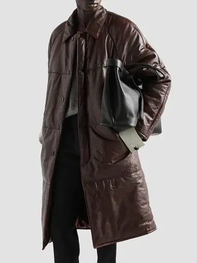 Prada Men's Padded Nappa Leather Coat - Brown | Thumbnail 3