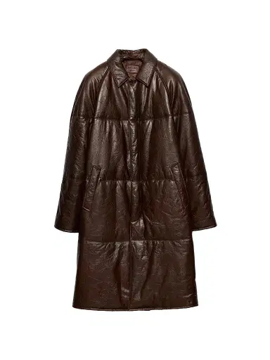 Prada Men's Padded Nappa Leather Coat - Brown | Thumbnail 1