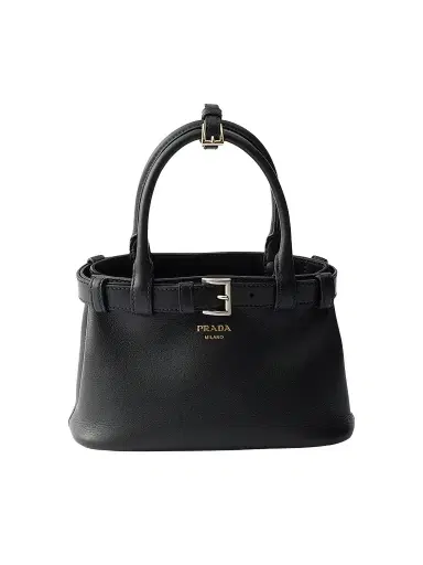 Prada Women's Buckle Small Leather Top Handle Bag with Belt | Thumbnail 1 Prada Women's Buckle Small Leather Top Handle Bag with Belt | Thumbnail 1