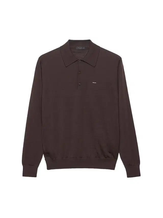 Prada Men's Worsted Wool Polo Shirt - Brown