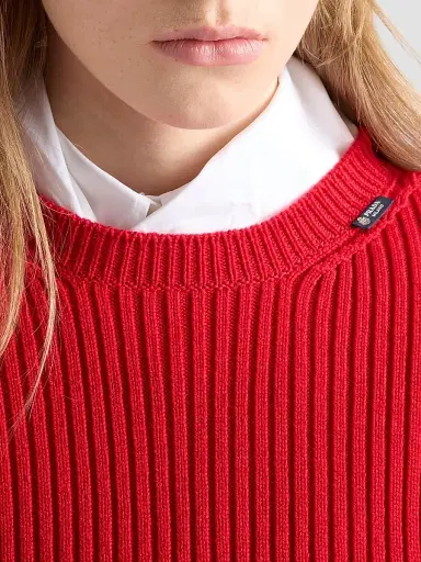 Prada Women's Short-Sleeved Ribbed Knit Wool Sweater | Thumbnail 5