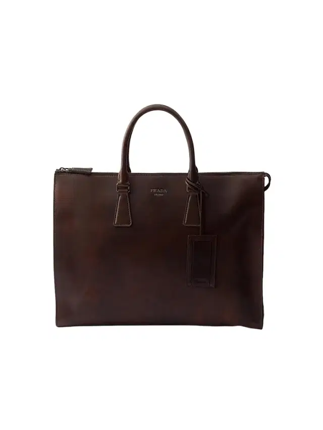 Prada Men's Leather Tote Bag - Brown