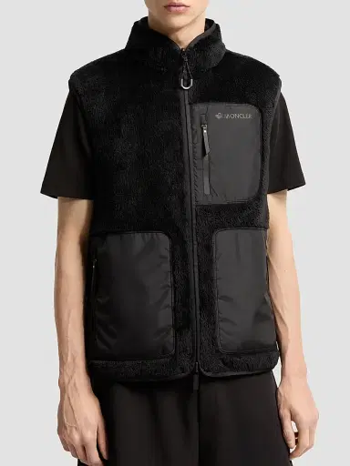 Moncler Men's Reversible Puffer Vest in Teddy Fleece - Black | Thumbnail 2