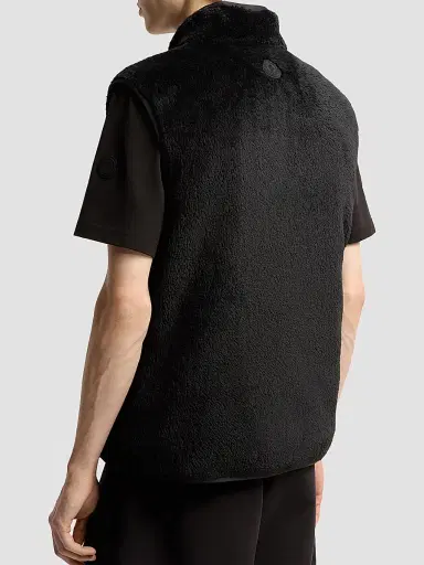 Moncler Men's Reversible Puffer Vest in Teddy Fleece - Black | Thumbnail 3