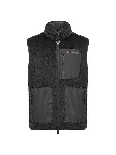 Moncler Men's Reversible Puffer Vest in Teddy Fleece - Black | Thumbnail 1