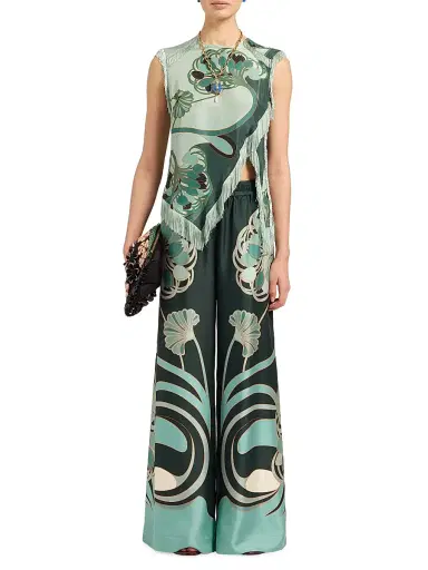 La DoubleJ Women's Palazzo Pants - Blooming Tulip Dark Green | Thumbnail 3 La DoubleJ Women's Palazzo Pants - Blooming Tulip Dark Green | Thumbnail 3