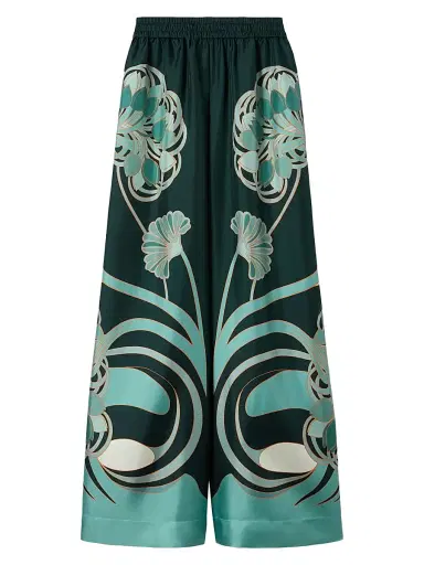 La DoubleJ Women's Palazzo Pants - Blooming Tulip Dark Green | Thumbnail 1 La DoubleJ Women's Palazzo Pants - Blooming Tulip Dark Green | Thumbnail 1