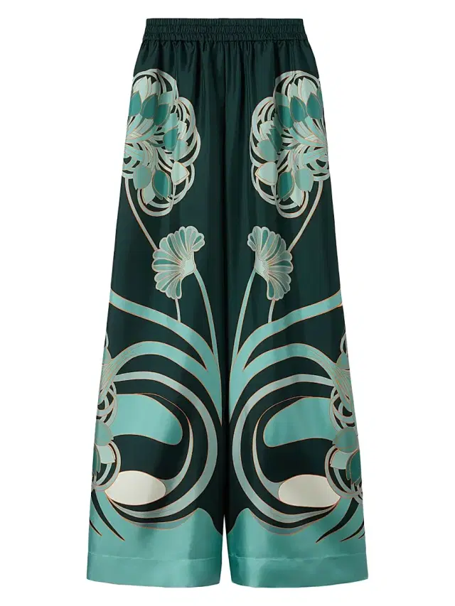 La DoubleJ Women's Palazzo Pants - Blooming Tulip Dark Green