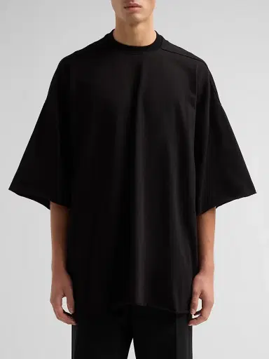 Rick Owens Men's Tommy Oversized Cotton Crewneck T-Shirt - Black | Thumbnail 4 Rick Owens Men's Tommy Oversized Cotton Crewneck T-Shirt - Black | Thumbnail 4