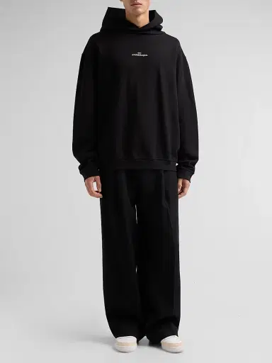 Maison Margiela Men's Reversed Logo Cotton Hoodie - Black | Thumbnail 2 Maison Margiela Men's Reversed Logo Cotton Hoodie - Black | Thumbnail 2