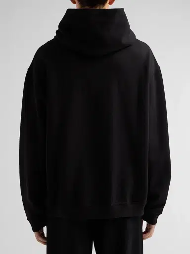 Maison Margiela Men's Reversed Logo Cotton Hoodie - Black | Thumbnail 3 Maison Margiela Men's Reversed Logo Cotton Hoodie - Black | Thumbnail 3