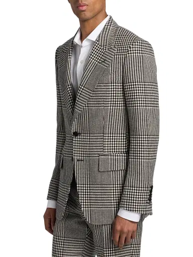 TOM FORD Men's Master Prince of Wales Wool Jacket - Black White | Thumbnail 3 TOM FORD Men's Master Prince of Wales Wool Jacket - Black White | Thumbnail 3