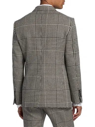 TOM FORD Men's Master Prince of Wales Wool Jacket - Black White | Thumbnail 4 TOM FORD Men's Master Prince of Wales Wool Jacket - Black White | Thumbnail 4