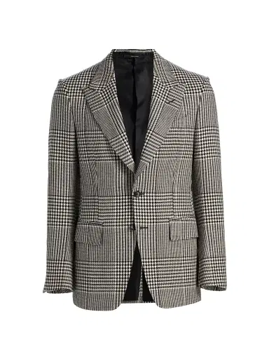 TOM FORD Men's Master Prince of Wales Wool Jacket - Black White | Thumbnail 1 TOM FORD Men's Master Prince of Wales Wool Jacket - Black White | Thumbnail 1