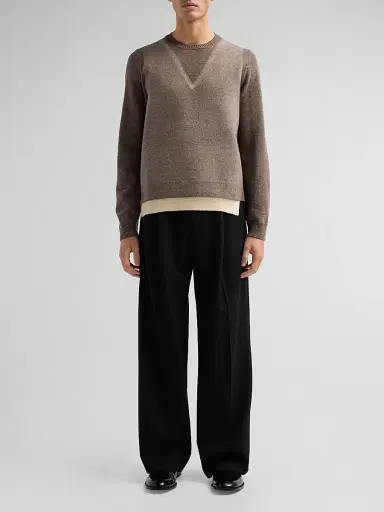 Maison Margiela Men's Fused Knit Crewneck Sweater - Mud Ecru | Thumbnail 2 Maison Margiela Men's Fused Knit Crewneck Sweater - Mud Ecru | Thumbnail 2