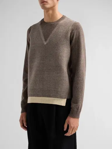 Maison Margiela Men's Fused Knit Crewneck Sweater - Mud Ecru | Thumbnail 4 Maison Margiela Men's Fused Knit Crewneck Sweater - Mud Ecru | Thumbnail 4