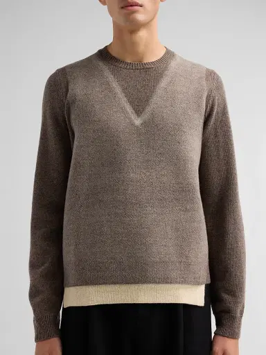 Maison Margiela Men's Fused Knit Crewneck Sweater - Mud Ecru | Thumbnail 5 Maison Margiela Men's Fused Knit Crewneck Sweater - Mud Ecru | Thumbnail 5