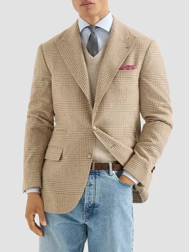 Brunello Cucinelli Men's Comfort Wool and Cashmere Flannel Deconstructed Blazer - Camel | Thumbnail 3 Brunello Cucinelli Men's Comfort Wool and Cashmere Flannel Deconstructed Blazer - Camel | Thumbnail 3