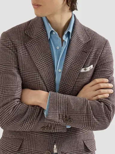 Brunello Cucinelli Men's Comfort Wool and Cashmere Flannel Deconstructed Cavallo Blazer - Blueberry | Thumbnail 4 Brunello Cucinelli Men's Comfort Wool and Cashmere Flannel Deconstructed Cavallo Blazer - Blueberry | Thumbnail 4