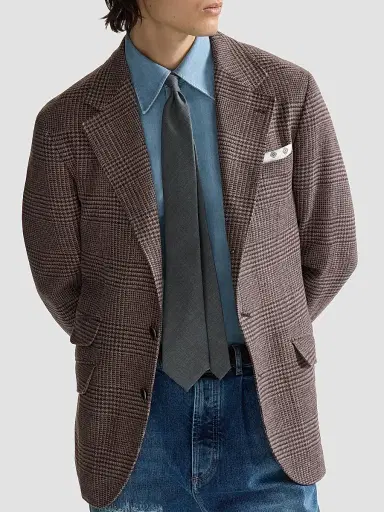 Brunello Cucinelli Men's Comfort Wool and Cashmere Flannel Deconstructed Cavallo Blazer - Blueberry | Thumbnail 5 Brunello Cucinelli Men's Comfort Wool and Cashmere Flannel Deconstructed Cavallo Blazer - Blueberry | Thumbnail 5