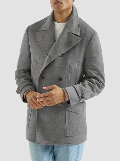 Brunello Cucinelli Men's Virgin Wool Cloth Four-Pocket Peacoat - Grey | Thumbnail 2