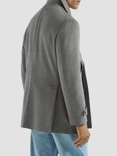 Brunello Cucinelli Men's Virgin Wool Cloth Four-Pocket Peacoat - Grey | Thumbnail 3