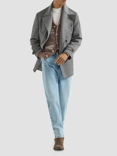 Brunello Cucinelli Men's Virgin Wool Cloth Four-Pocket Peacoat - Grey | Thumbnail 6