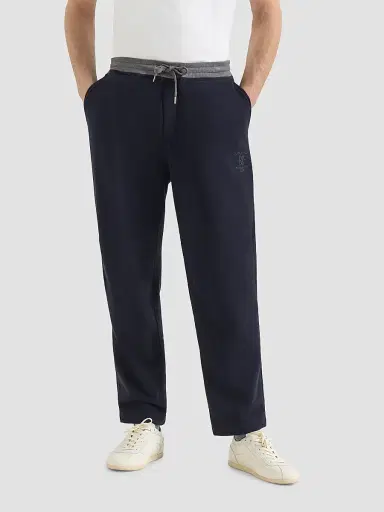 Brunello Cucinelli Men's Cotton French Terry Trousers with Embroidery - Cobalt | Thumbnail 3