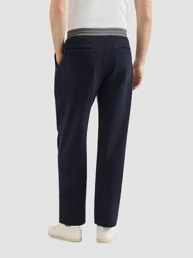 Brunello Cucinelli Men's Cotton French Terry Trousers with Embroidery - Cobalt | Thumbnail 5