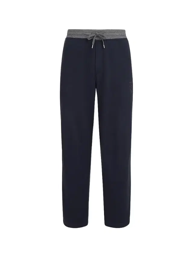 Brunello Cucinelli Men's Cotton French Terry Trousers with Embroidery - Cobalt