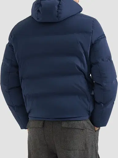 Brunello Cucinelli Men's Stretch Bonded Nylon Down Jacket with Heat-Bonded Seams - Blue | Thumbnail 4 Brunello Cucinelli Men's Stretch Bonded Nylon Down Jacket with Heat-Bonded Seams - Blue | Thumbnail 4