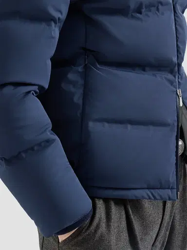 Brunello Cucinelli Men's Stretch Bonded Nylon Down Jacket with Heat-Bonded Seams - Blue | Thumbnail 5 Brunello Cucinelli Men's Stretch Bonded Nylon Down Jacket with Heat-Bonded Seams - Blue | Thumbnail 5