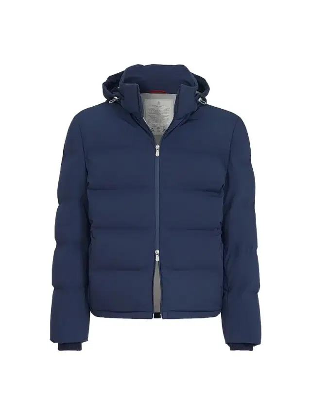 Brunello Cucinelli Men's Stretch Bonded Nylon Down Jacket with Heat-Bonded Seams - Blue