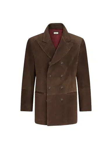 Brunello Cucinelli Men's Suede Blazer-Style Outerwear Jacket with Peak Lapels - Brown | Thumbnail 1 Brunello Cucinelli Men's Suede Blazer-Style Outerwear Jacket with Peak Lapels - Brown | Thumbnail 1