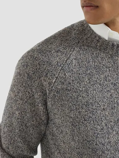 Brunello Cucinelli Men's Virgin Wool, Silk and Cashmere Chiné Sweater - Cerulean | Thumbnail 4