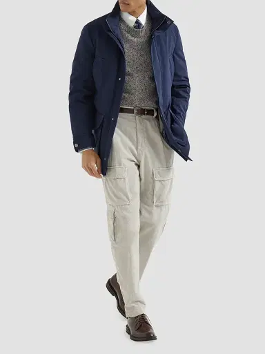 Brunello Cucinelli Men's Virgin Wool, Silk and Cashmere Chiné Sweater - Cerulean | Thumbnail 6