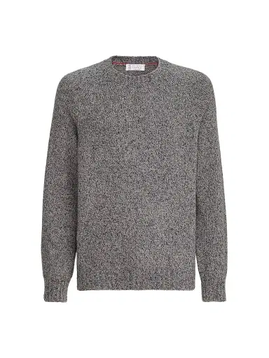 Brunello Cucinelli Men's Virgin Wool, Silk and Cashmere Chiné Sweater - Cerulean | Thumbnail 1