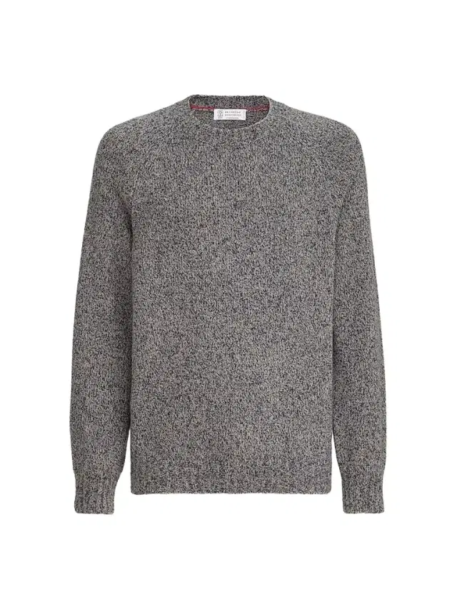 Brunello Cucinelli Men's Virgin Wool, Silk and Cashmere Chiné Sweater - Cerulean