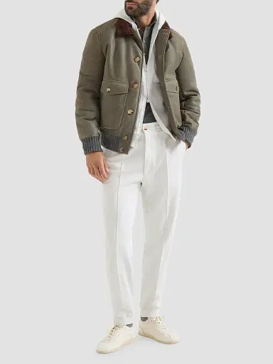 Brunello Cucinelli Men's Techno Cotton French Terry Double Cloth Hooded Sweatshirt - White | Thumbnail 6 Brunello Cucinelli Men's Techno Cotton French Terry Double Cloth Hooded Sweatshirt - White | Thumbnail 6
